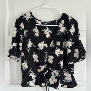 Express Blouse Black Floral Size Small
